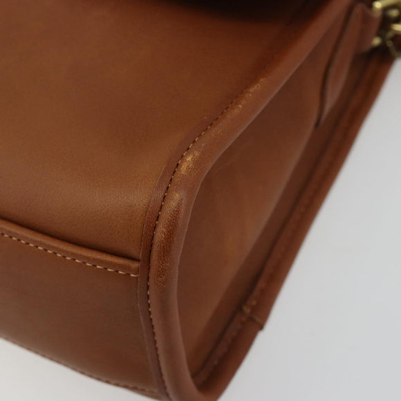 Coach Shoulder Bag Leather Brown Gold Auth 176432A