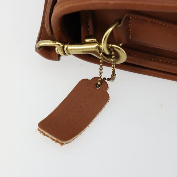 Coach Shoulder Bag Leather Brown Gold Auth 176432A