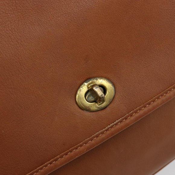 Coach Shoulder Bag Leather Brown Gold Auth 176432A