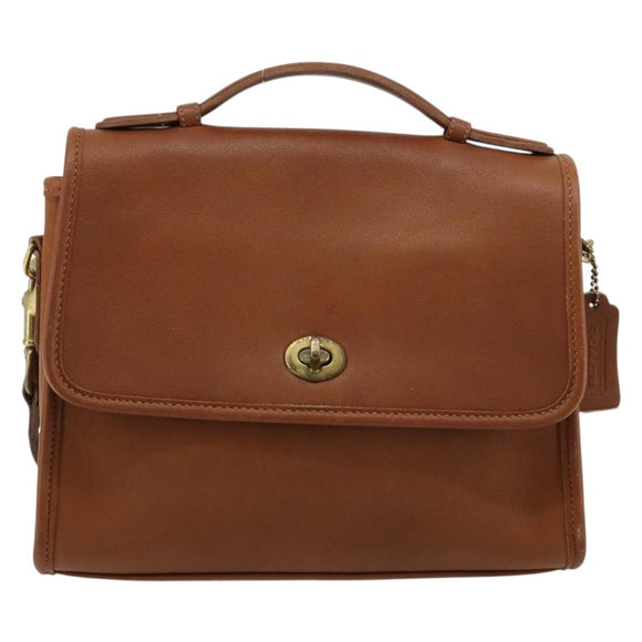 Coach Shoulder Bag Leather Brown Gold Auth 176432A