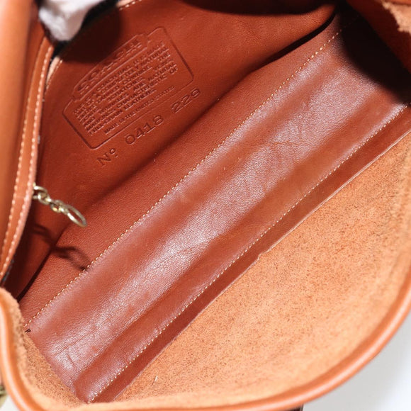Coach Shoulder Bag Leather Brown Gold Auth 176432A