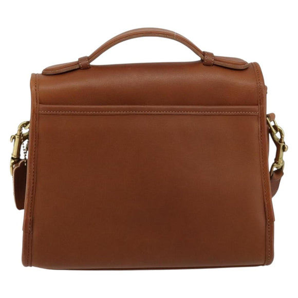 Coach Shoulder Bag Leather Brown Gold Auth 176432A