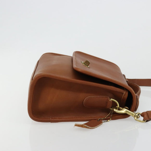 Coach Shoulder Bag Leather Brown Gold Auth 176432A