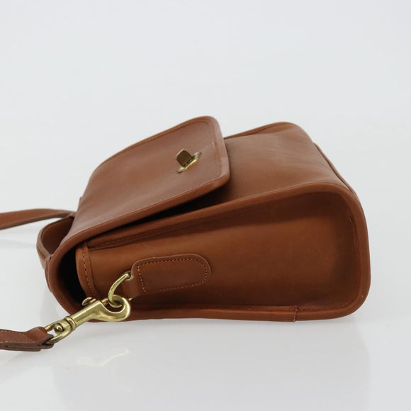 Coach Shoulder Bag Leather Brown Gold Auth 176432A