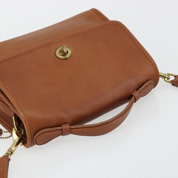 Coach Shoulder Bag Leather Brown Gold Auth 176432A