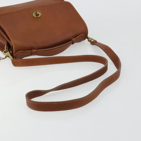 Coach Shoulder Bag Leather Brown Gold Auth 176432A