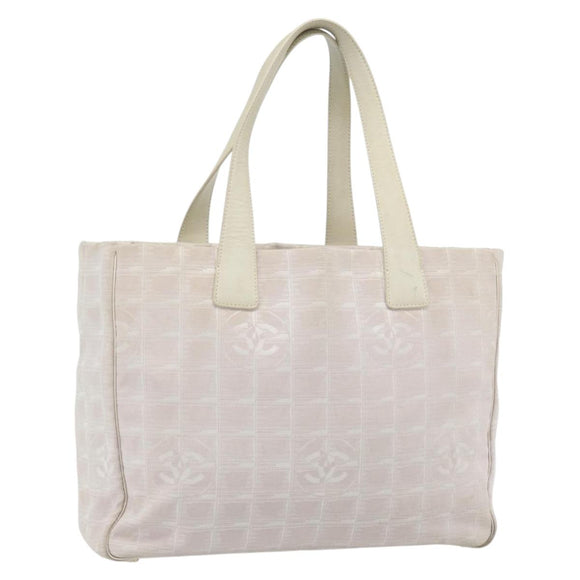 CHANEL New Travel Line Tote Bag Nylon Pink Gold CC Auth 176440