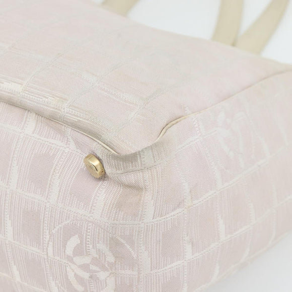 CHANEL New Travel Line Tote Bag Nylon Pink Gold CC Auth 176440