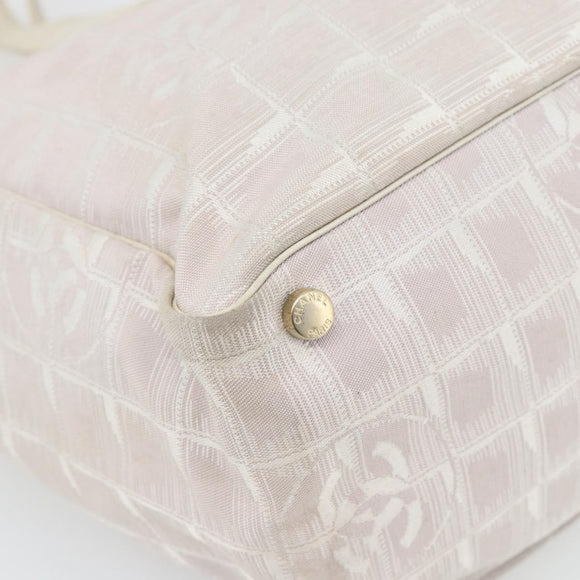 CHANEL New Travel Line Tote Bag Nylon Pink Gold CC Auth 176440