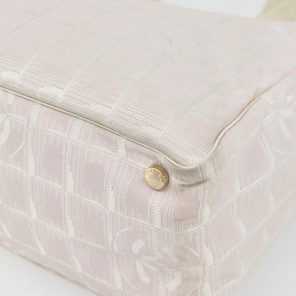 CHANEL New Travel Line Tote Bag Nylon Pink Gold CC Auth 176440