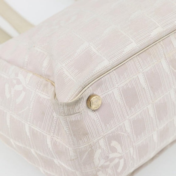 CHANEL New Travel Line Tote Bag Nylon Pink Gold CC Auth 176440