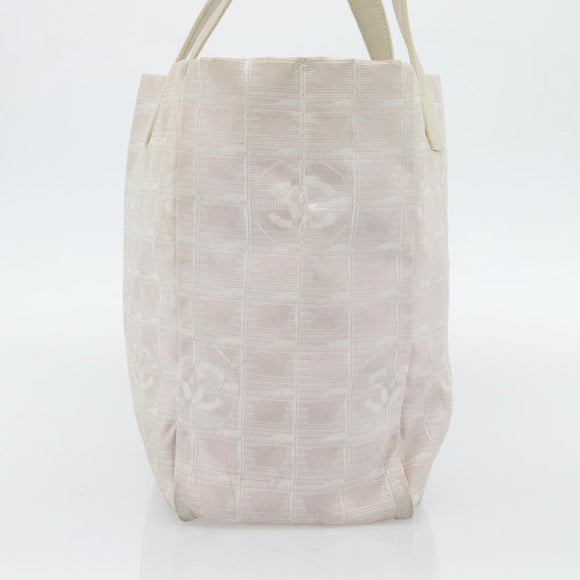 CHANEL New Travel Line Tote Bag Nylon Pink Gold CC Auth 176440