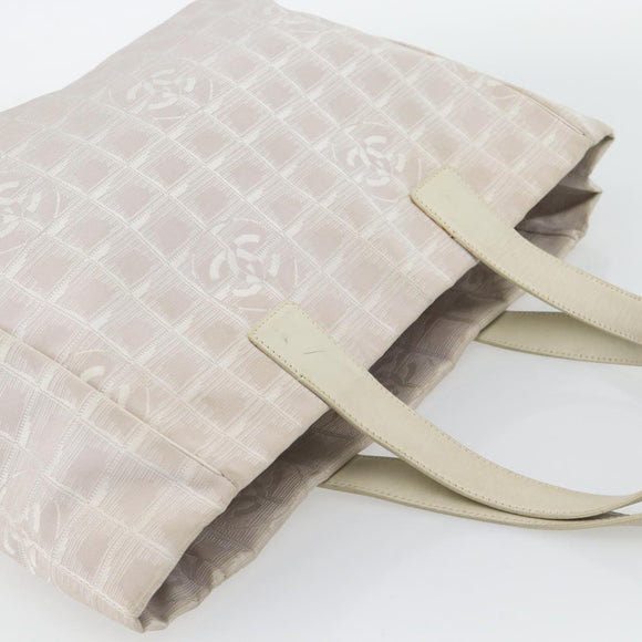 CHANEL New Travel Line Tote Bag Nylon Pink Gold CC Auth 176440
