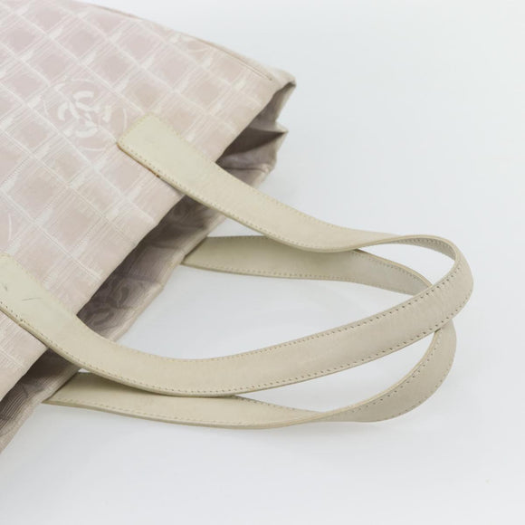 CHANEL New Travel Line Tote Bag Nylon Pink Gold CC Auth 176440