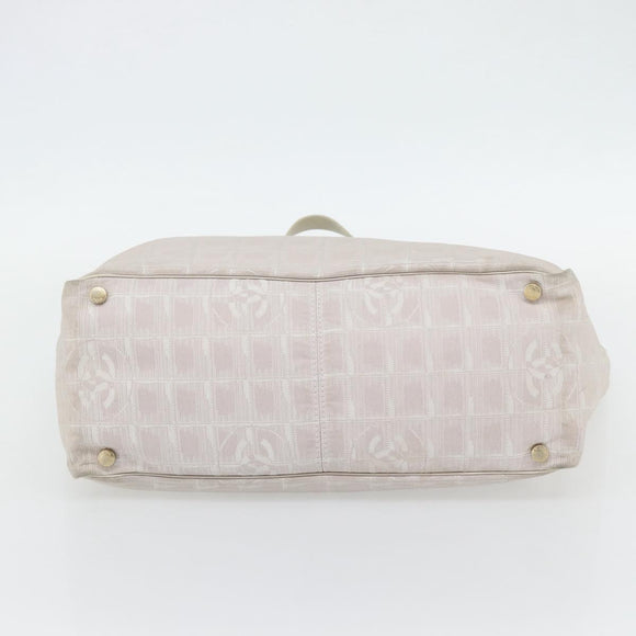 CHANEL New Travel Line Tote Bag Nylon Pink Gold CC Auth 176440