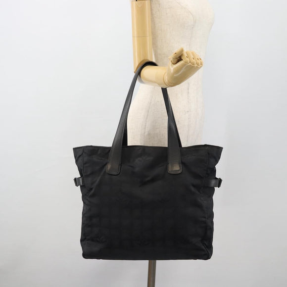 CHANEL New Travel Line Tote Bag Nylon Black CC Auth 176441