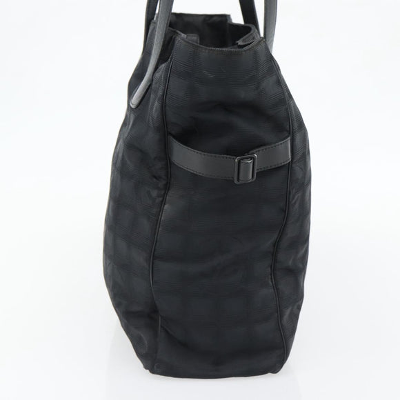 CHANEL New Travel Line Tote Bag Nylon Black CC Auth 176441