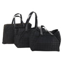 CHANEL New Travel Line Tote Bag Nylon 3 Set Black CC Auth 176442-1