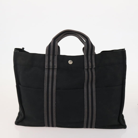 HERMES Fourre Tout Hand Bag Cotton 4 Set White Black Red Auth 176443