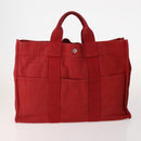 HERMES Fourre Tout Hand Bag Cotton 4 Set White Black Red Auth 176443-3