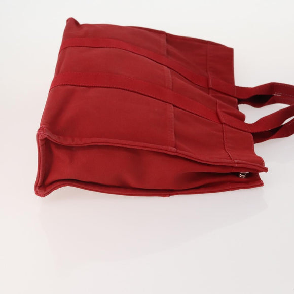 HERMES Fourre Tout Hand Bag Cotton 4 Set White Black Red Auth 176443