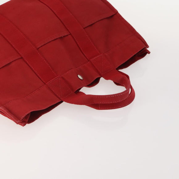 HERMES Fourre Tout Hand Bag Cotton 4 Set White Black Red Auth 176443