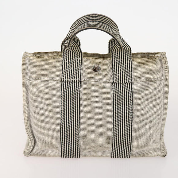 HERMES Fourre Tout Hand Bag Cotton 4 Set White Black Red Auth 176443