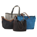GUCCI GG Supreme GG Canvas Tote Bag PVC Nylon 4 Set Black Navy blue Auth 176444-1