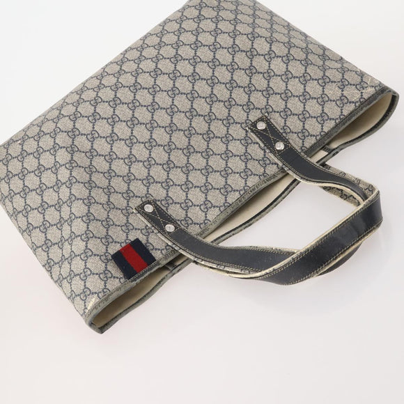 GUCCI GG Supreme GG Canvas Tote Bag PVC Nylon 4 Set Black Navy blue Auth 176444