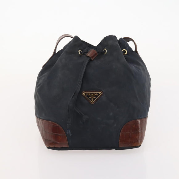 PRADA Shoulder Bag Nylon 3 Set 2way Navy Black Auth 176447