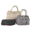 PRADA Sports Line Hand Bag Nylon 3 Set 2way Beige Black Gray Auth 176448-1