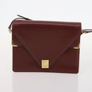 CARTIER Must Line Hand Bag Leather 4 Set Bordeaux Black Auth 176449-15