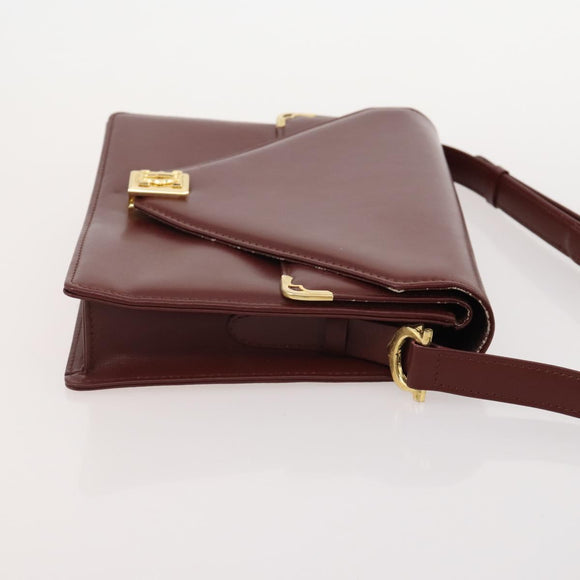 CARTIER Must Line Hand Bag Leather 4 Set Bordeaux Black Auth 176449