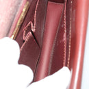 CARTIER Must Line Hand Bag Leather 4 Set Bordeaux Black Auth 176449-20