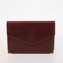 CARTIER Must Line Hand Bag Leather 4 Set Bordeaux Black Auth 176449-21