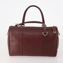 CARTIER Must Line Hand Bag Leather 4 Set Bordeaux Black Auth 176449-3