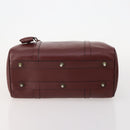 CARTIER Must Line Hand Bag Leather 4 Set Bordeaux Black Auth 176449-7
