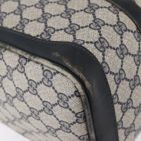 GUCCI GG Supreme Sherry Line Boston Bag PVC Navy Gold Auth 176471