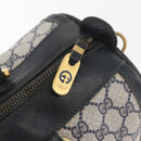 GUCCI GG Supreme Sherry Line Boston Bag PVC Navy Gold Auth 176471-10