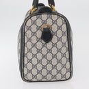 GUCCI GG Supreme Sherry Line Boston Bag PVC Navy Gold Auth 176471-4