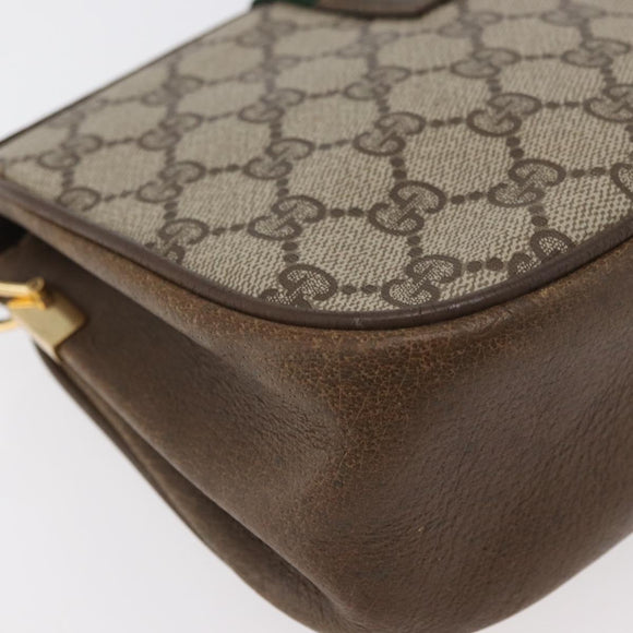 GUCCI GG Supreme Web Sherry Line Bag PVC Beige Gold 10 02 024 Auth 176473