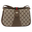 GUCCI GG Supreme Web Sherry Line Bag PVC Beige Gold 10 02 024 Auth 176473-13