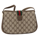 GUCCI GG Supreme Web Sherry Line Bag PVC Beige Gold 10 02 024 Auth 176473-2
