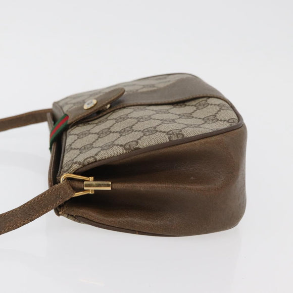 GUCCI GG Supreme Web Sherry Line Bag PVC Beige Gold 10 02 024 Auth 176473