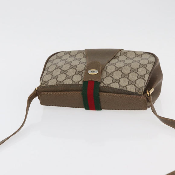 GUCCI GG Supreme Web Sherry Line Bag PVC Beige Gold 10 02 024 Auth 176473