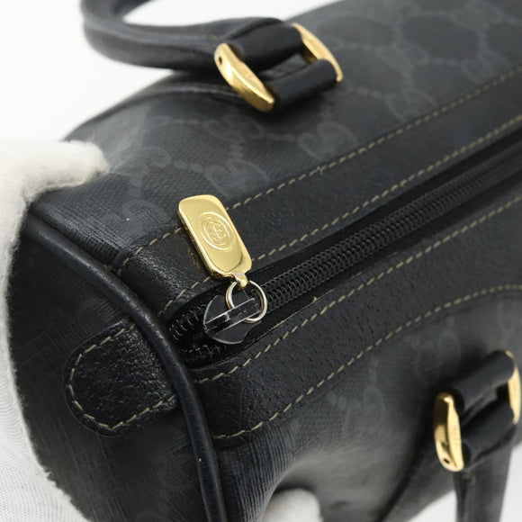 GUCCI GG Supreme Web Sherry Line Boston Bag PVC Black Gold 40 02 006 Auth 176475