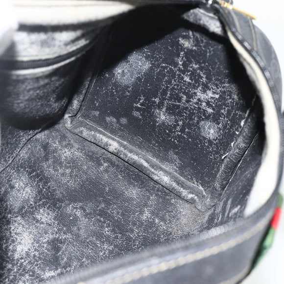 GUCCI GG Supreme Web Sherry Line Boston Bag PVC Black Gold 40 02 006 Auth 176475
