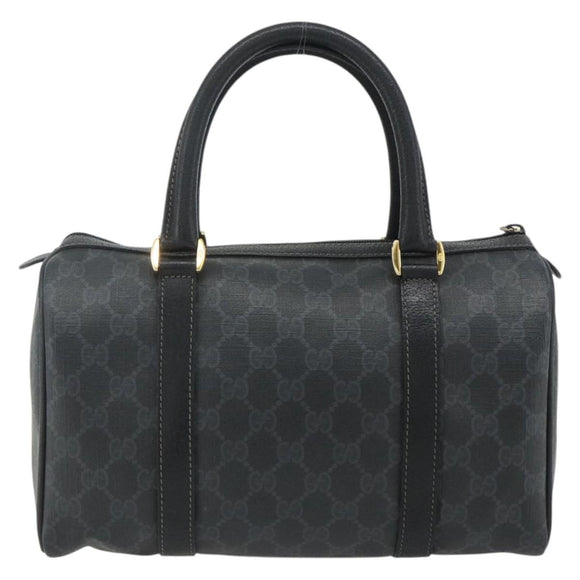 GUCCI GG Supreme Web Sherry Line Boston Bag PVC Black Gold 40 02 006 Auth 176475