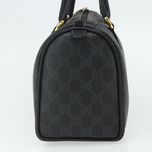 GUCCI GG Supreme Web Sherry Line Boston Bag PVC Black Gold 40 02 006 Auth 176475
