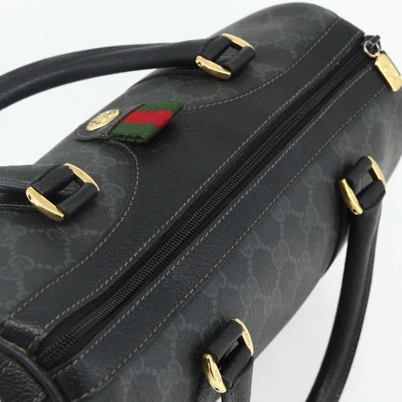 GUCCI GG Supreme Web Sherry Line Boston Bag PVC Black Gold 40 02 006 Auth 176475